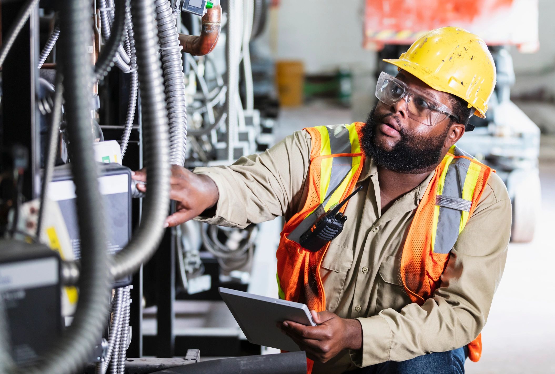Engineer at work inspecting equipment